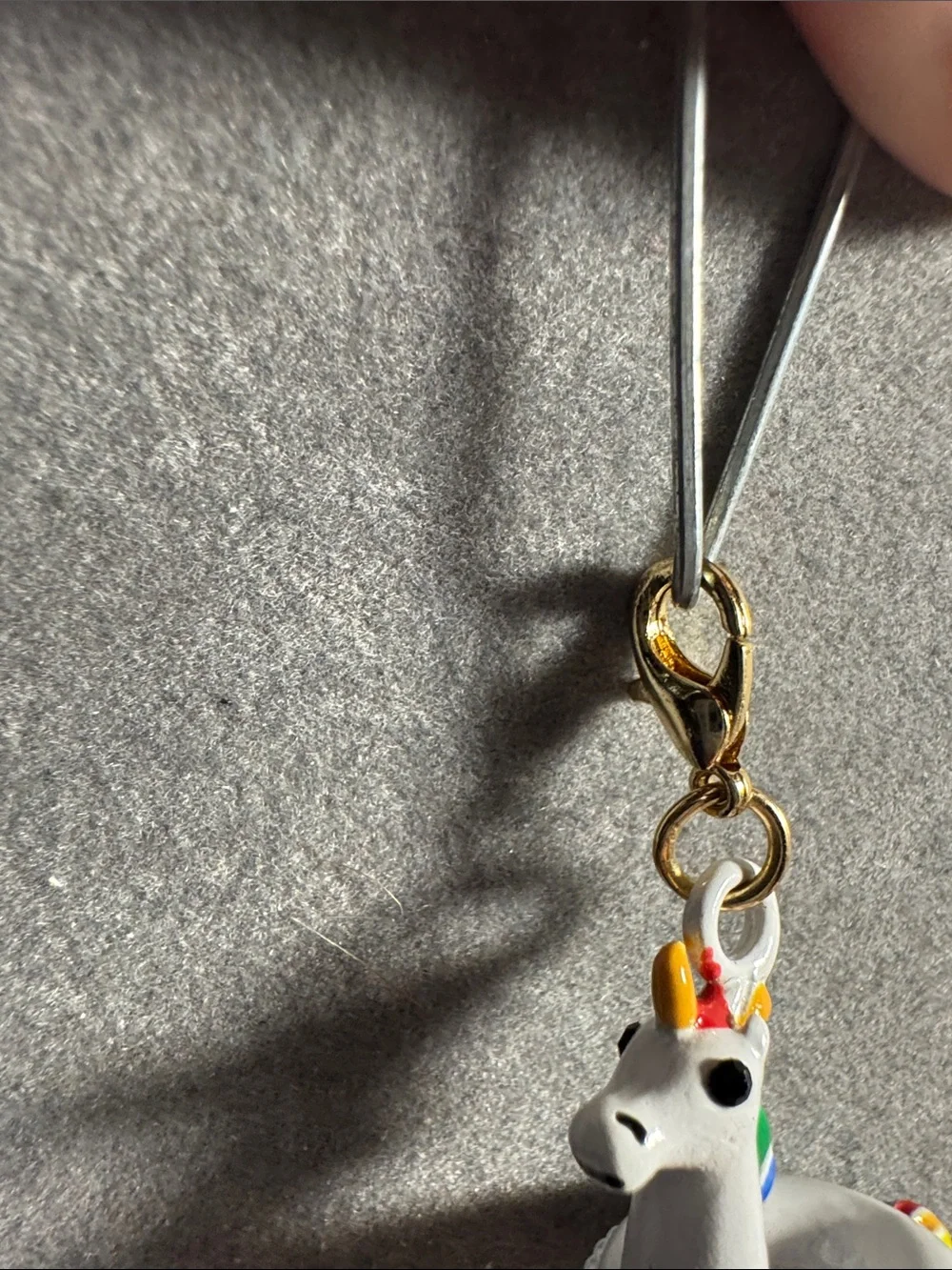 Hand Crafted White Unicorn Float Charm with Rainbow Accents For Shoe or Purse